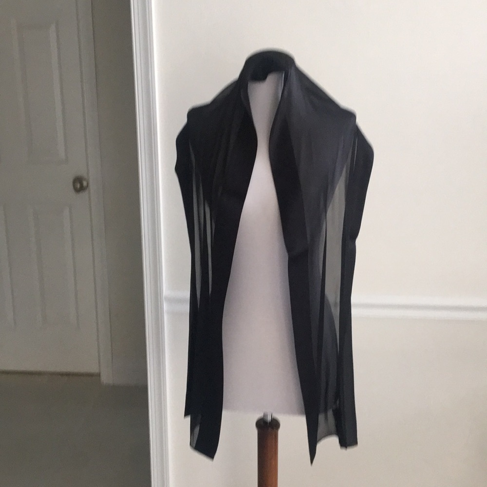 Anne Klein-6-Black Silk dress w/ shawl - Picture 6 of 7